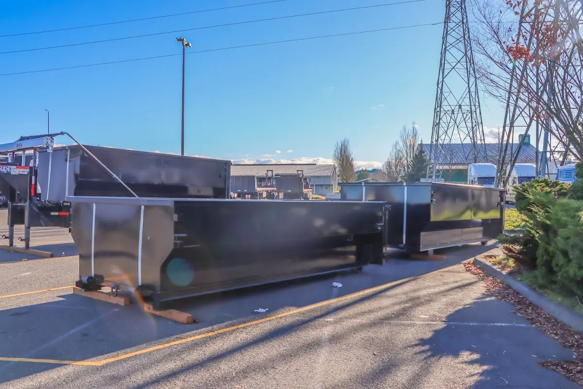 Roll-off dumpster ready for waste disposal at job site for 2 Yard Dumpster Rental in Amarillo